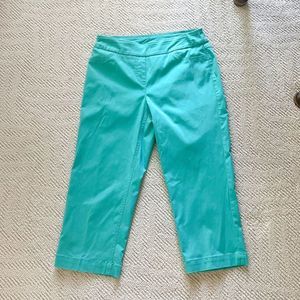 Slim-Sation by Multiples Size 6 Turquoise Capri Crop Pants Women’s